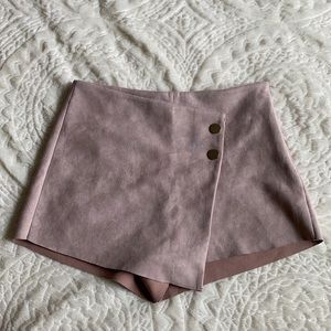 Blush Pink Suede Skort